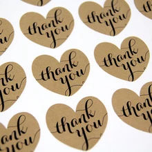 Крафт-наклейки с сердечками, крафт-наклейки с благодарностью, пригласительные наклейки, вечерние наклейки 600 шт./лот