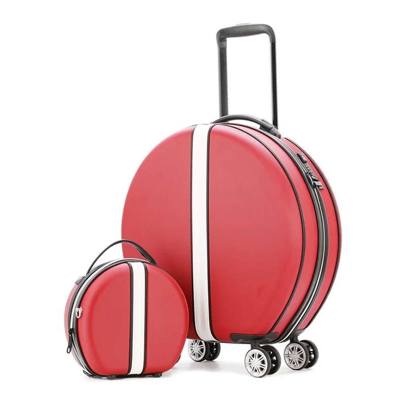 

Women Rolling Suitcase with Cosmetic Case Round ABS+PC Travel Luggage Bag Universal Wheel Trip Trolley Box and Handbag