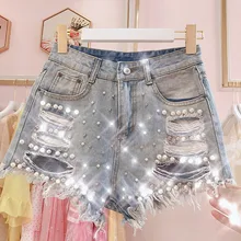 Calças de brim femininas de cintura alta quente do punk kz237 denim feminino rasgado mujer jeans sexy shorts de verão