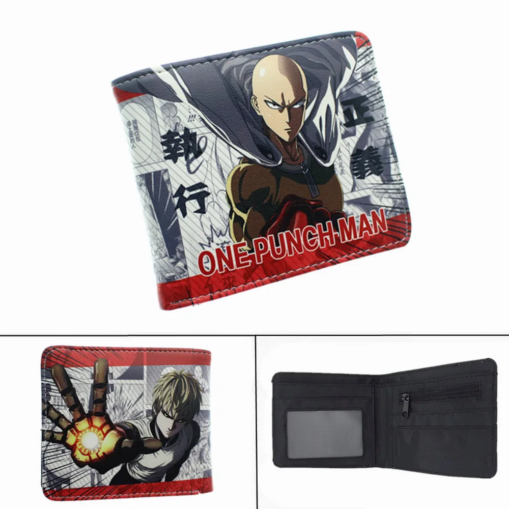Кошелек saiтама с аниме One Punch Man кожаный короткий держатель для карт и фотографий