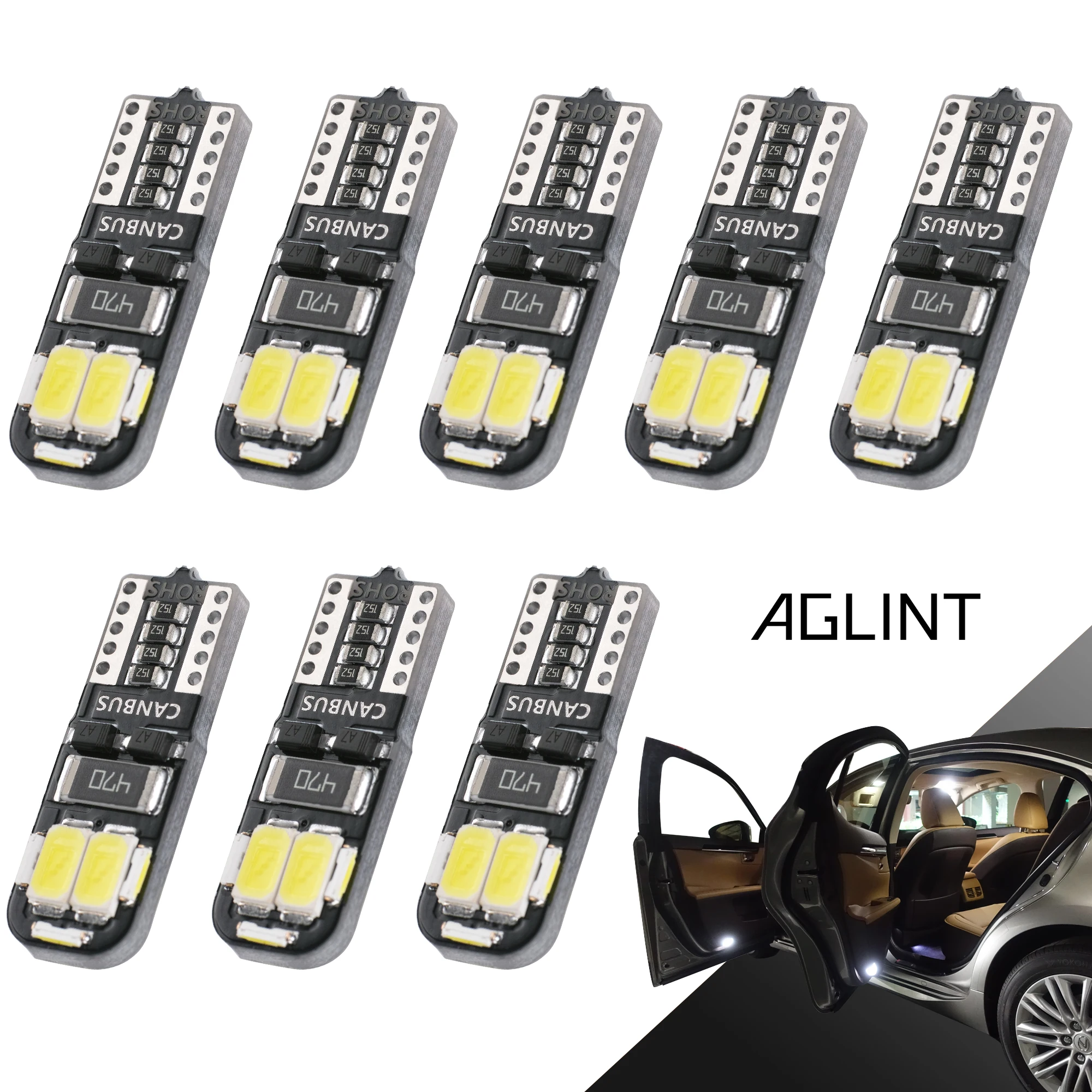 Светодиодные лампы AGLINT для автомобиля 8 шт. T10 CANBUS W5W 194 168 501 без ошибок