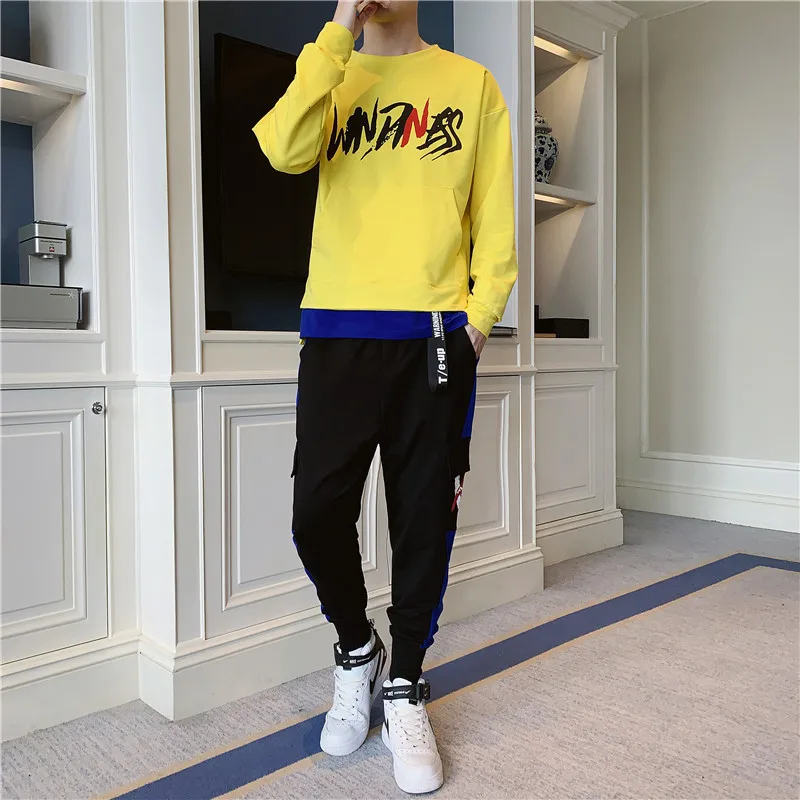 yellow 553, 75 осенний свитер с длинными рукавами, цветной костюм, мужской костюм для досуга, красивый костюм Tzp. Повседневное - Цвет: yellow