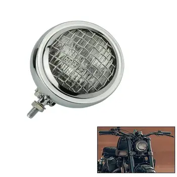 

Motorcycle 4.5 Inch H4 Retro Headlight with Grill Head Lamp for Harley Honda Bobber Chopper Touring Motorcycle Bottom Mount Vint