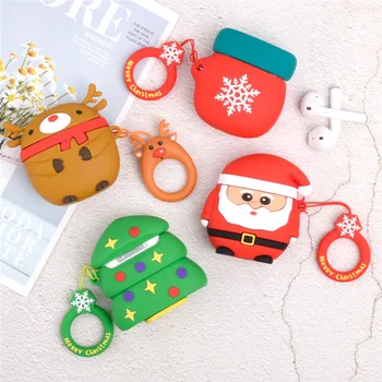 

New for Apple AirPods 2 1 Cute Earphone Accessories Soft Case for Air Pods 1 Cartoon Merry Christmas Trees Case with Hooks Bag
