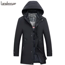 Толстая зимняя Модная брендовая куртка с капюшоном, Мужская Корейская стеганая куртка, уличная парка, пуховое пальто, мужская одежда