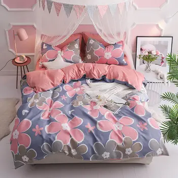 

J Pink Flower 4pcs Girl Boy Kid Bed Cover Set Duvet Cover Adult Child Bed Sheets And Pillowcases Comforter Bedding Set 2TJ-61011
