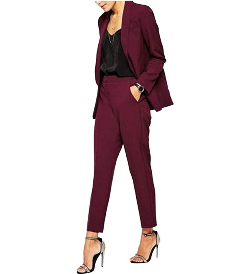 Женский костюм 2 шт V образным вырезом Slim Fit Бизнес Офис Униформа костюм для офиса(Блейзер+ брюки