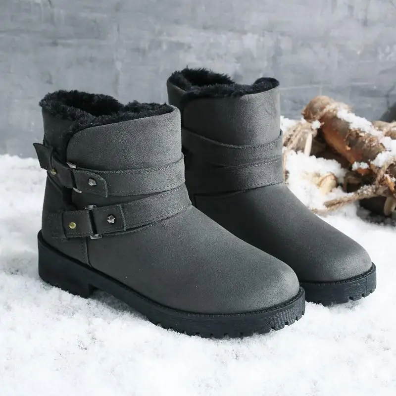 Серый Jookrrix; коллекция года; женские модные короткие ботинки; удобные теплые зимние ботинки; женская брендовая замшевая обувь; Цвет черный, коричневый - Цвет: Серый