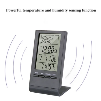 

2in1 Thermometer Hygrometer Timer LCD Digital Display Humidity Monitor with Clock Funcation for Living Room Bedroom Kitchen Home