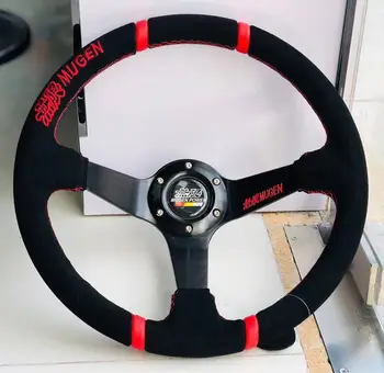 

Auto Accessories 14" 350mm Suede Leather Deep Dish Universal Sport Racing Steering Wheel