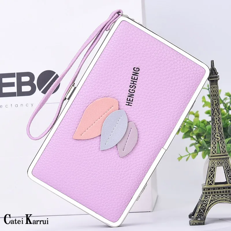 

Catei Karrui Ladies' long wallet lychee pattern rice box mobile phone bag European and American multifunctional large capacity