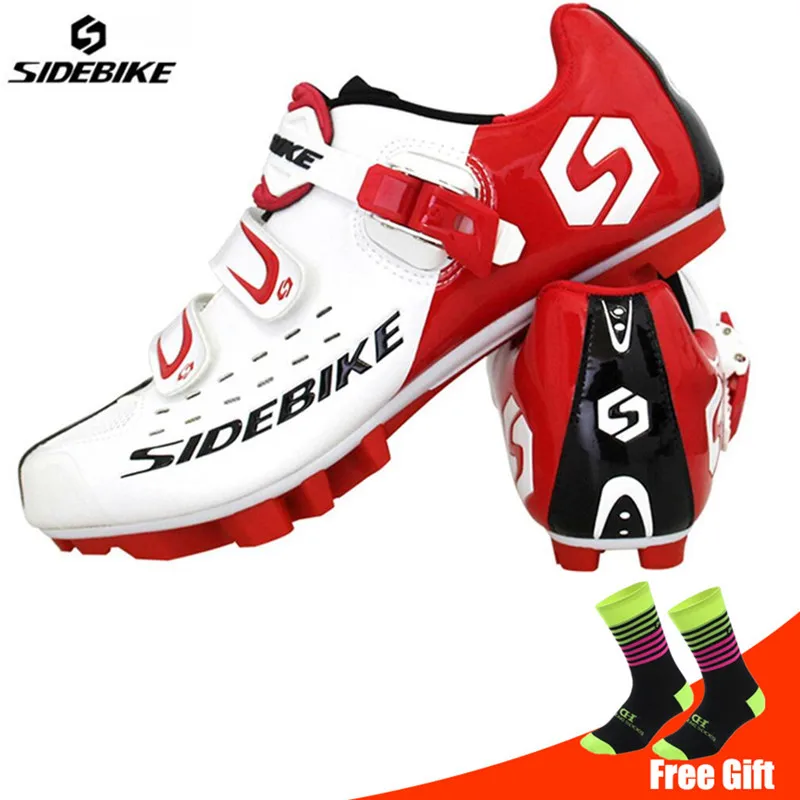 white add socks SIDEBIKE/Профессиональная обувь для велоспорта; sapatilha ciclismo; MTB; комплект с педалью для горного велосипеда; мужские кроссовки; кроссовки для езды на велосипеде; мужская обувь - Цвет: white add socks