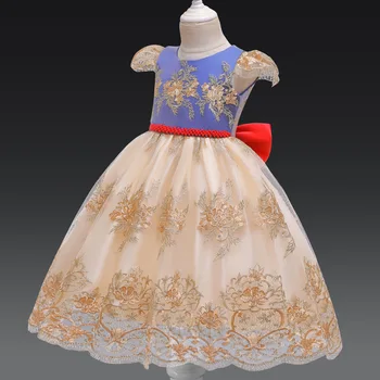 

5264 Wholesale New Embroidery Princess Party Wedding Tutu Baby Girl Dress Summer Kids Dress For Girl Children Clothing Clothes