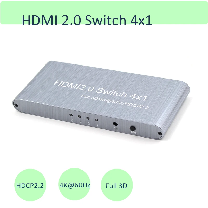 

HDMI 2.0 Switcher 4x1 4K 4 In 1 Out Audio Splitter with audio extractor 4K 60Hz UHD HDMI 2.0 HDCP 2.2 for PS4 pro DVD Laptop PC