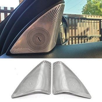 

For Mercedes Benz New C Class W205 2015- Car-styling Stainless Steel Car Door Audio Speaker Decorative Cover Trim 3d Sticker