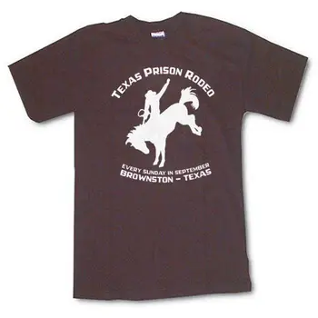 

New TEXAS PRISON RODEO Pro Vintage Gear Cowboy T-Shirt SS Houston PBR Black