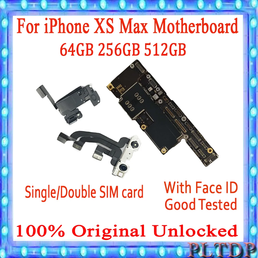 Материнская плата для iPhone XS Max, 64 ГБ, 256 ГБ, 512 ГБ, основная материнская плата для iPhone XS Max с/без лица ID, оригинальная разблокированная iCloud