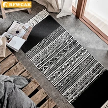 Morocco Cotton And Linen Tassel Woven Carpet Bedroom Floor Door Mat Area Rug For Living Room Tapete Para Sala Decoration Home