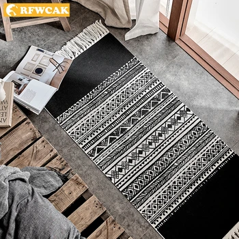 

Morocco Cotton And Linen Tassel Woven Carpet Bedroom Floor Door Mat Area Rug For Living Room Tapete Para Sala Decoration Home