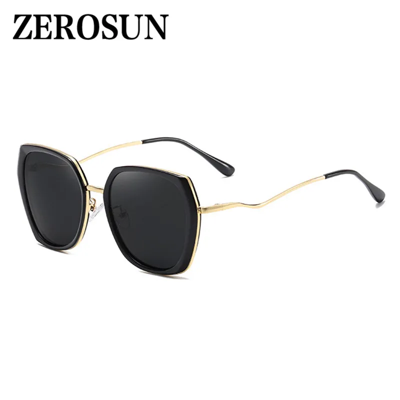 Zerosun, поляризационные солнцезащитные очки, женские, полигон, солнцезащитные очки для женщин, женские, оттенки, HD, Полароид, анти-отражение, UV400, негабаритный, большой