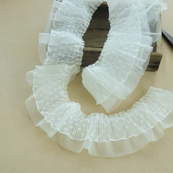

1M High Quality Lace Fabric 10cm Trim Dot Pleated Tulle Lace Ribbon Lace Sewing Accessories Guipure Craft Supplies dentelle K37
