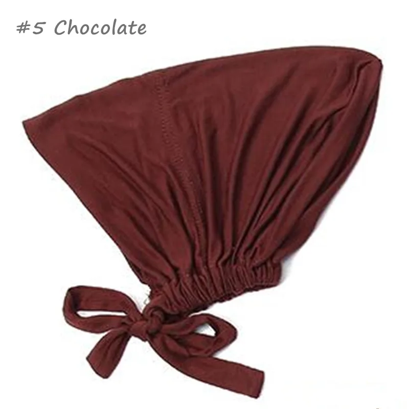 Muslim Women Elastic Tie Back Inner Hijab Caps Cotton Jersey Stretch Underscarf Modal Bonnet Headwrap Turbante Mujer