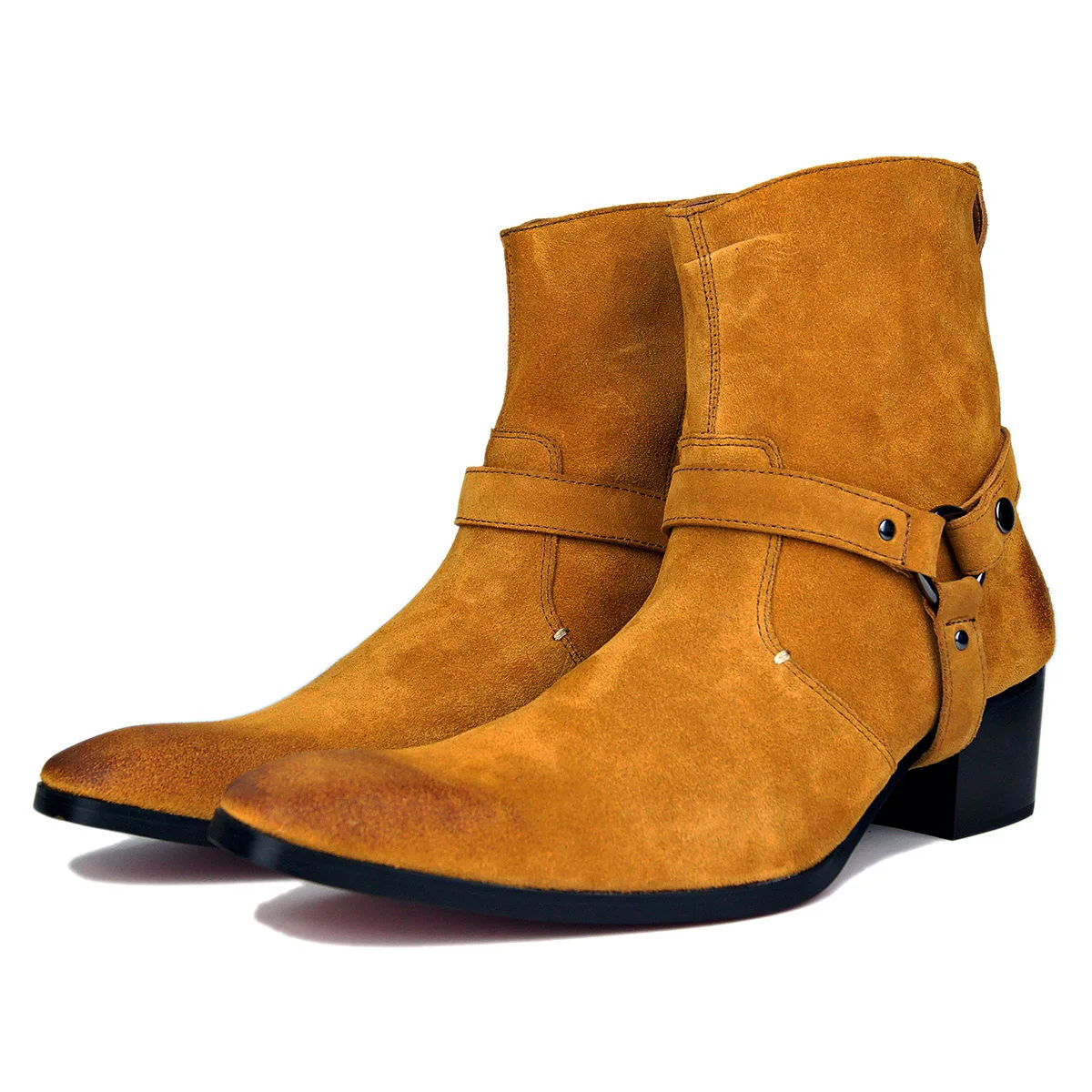 Handmade Genuine Leather High Top High Heel Boots Brand Shoes Boot Classic Red Bottom Shoes Cow Leather Men Designer