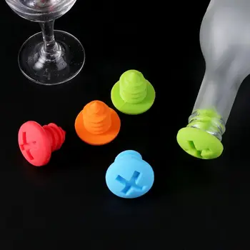

5pcs Screw Design Silicone Wine Bottle Stopper Cork Plug Barware Bar Party Funny Gadget Tools