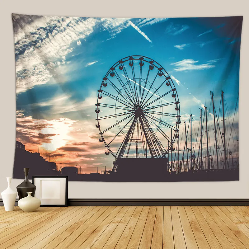 Vintage Tapestry Wall Hanging Blanket Large Building Design Decorative Carpet For Living Room Dropshipping | Дом и сад
