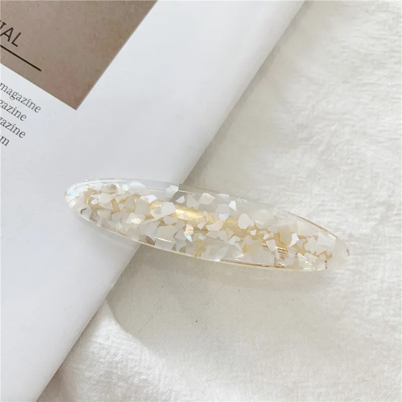 White-Style2 Дизайн, корейский стиль, заколка для волос для девочек, полые геометрические формы капли воды, квадратные заколки для волос, цветные мраморные текстурированные принты - Цвет: White-Style2