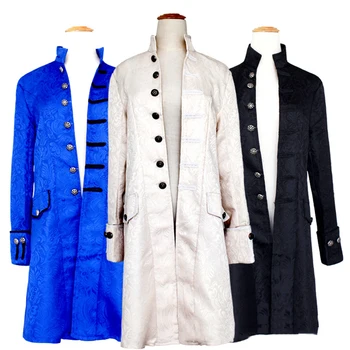 

Winter Mens Gothic Jacket Coat Steampunk Victorian Halloween Vintage Tailcoat Jacket Party Cosplay Jacket Black White Overcoats