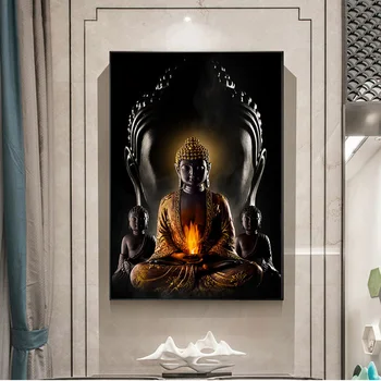 

God Buddha Meditation Oil Painting on Canvas Buddhism Posters Prints Modern Religious Wall Art Picture for Living Room Cuadros
