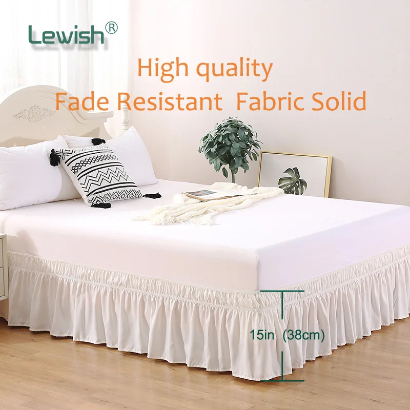 Elastic Bed Ruffles Skirt Wrap Around Without Surface Twin /Full/ Queen/ King Size 15 Inch Drop  Easy Fit Wrinkle Dust | Дом и сад