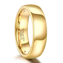Gold Tungsten Wedding Band with Custom Engraving - 6 (6mm)