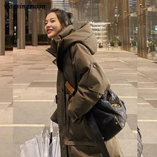 Jacket Women Long Cotton-Padded 2021 Fashion Coats Female Hooded Warm Padded Parka Down Jacket Winter Cold Protection Jackets
