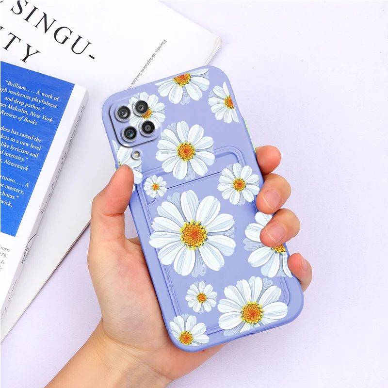 For Samsung Galaxy A12 Case Wallet Card Slot Holder Phone Cover Silicone Soft TPU Back Cases For Samsung A 12 6.5'' Flower Couqe silicone cover with s pen Cases For Samsung