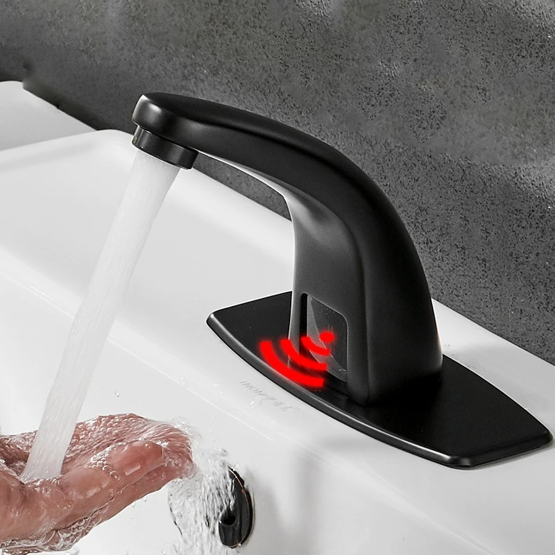 Черный сенсорный кран, Senducs, полированный хром, сенсорный кран для ванной комнаты, качественный латунный автоматический смеситель для раковины, датчик, смесители для ванны