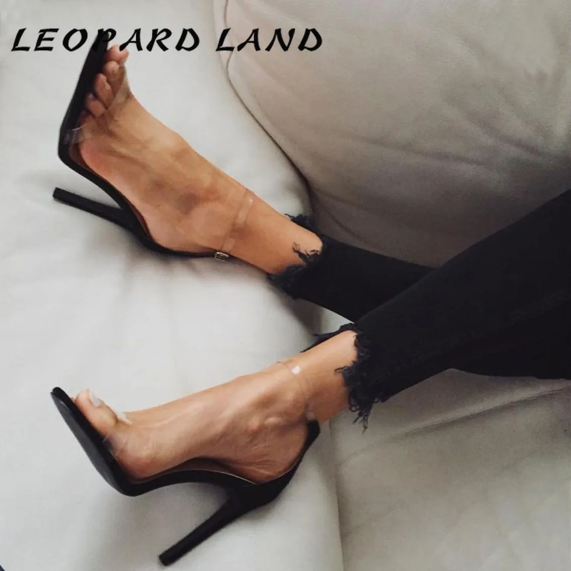 LEOPARD LAND/ г. Лидер продаж, сандалии прозрачные сандалии из прозрачной пленки для женской обуви модная обувь на очень высоком каблуке, 43 ZL-300-3