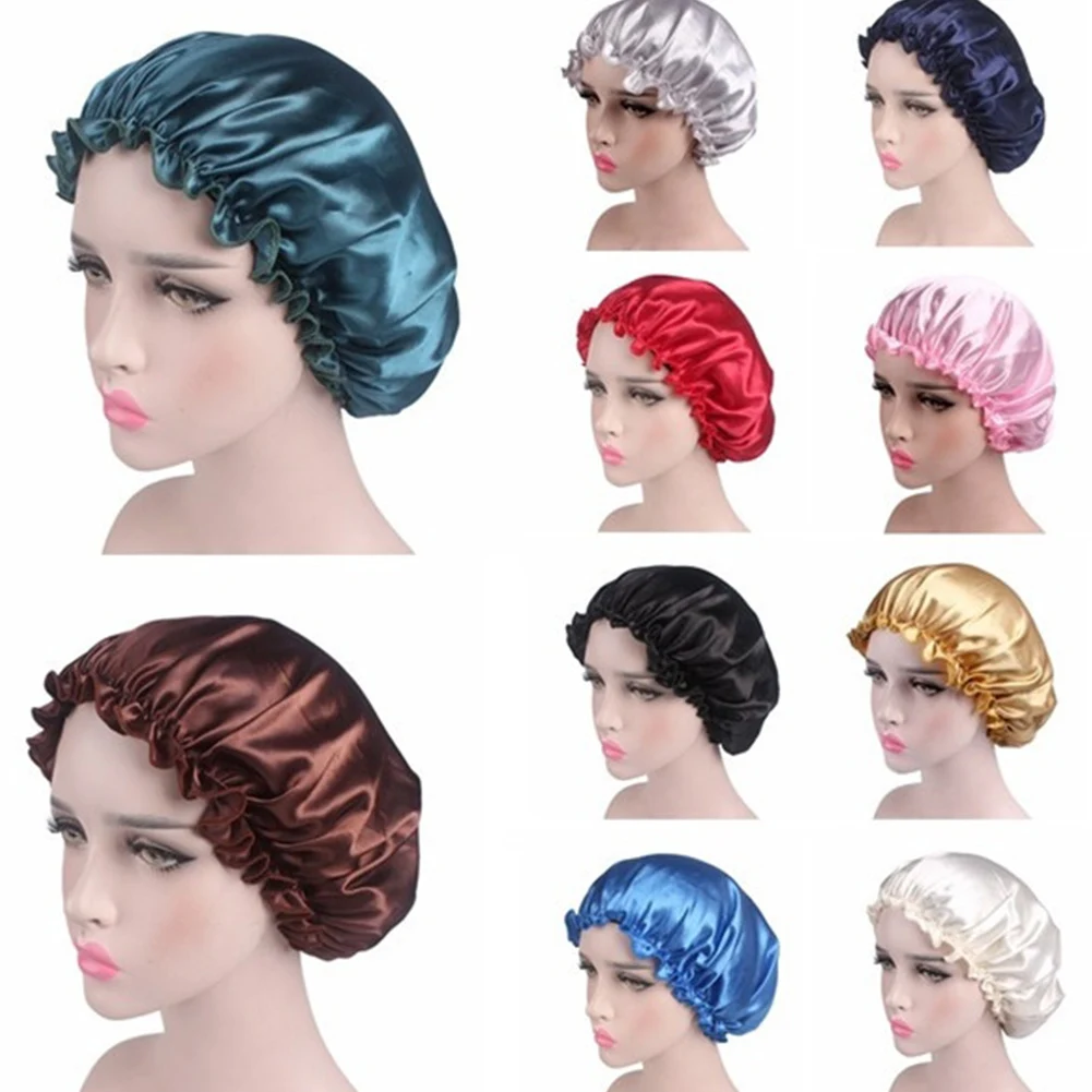1PC Lady Night Sleep Hat Long Hair Care Chemo Cap Head Wrap Satin Shining Silky Soft Lace Bonnet Turban Headwrap New Style | Аксессуары