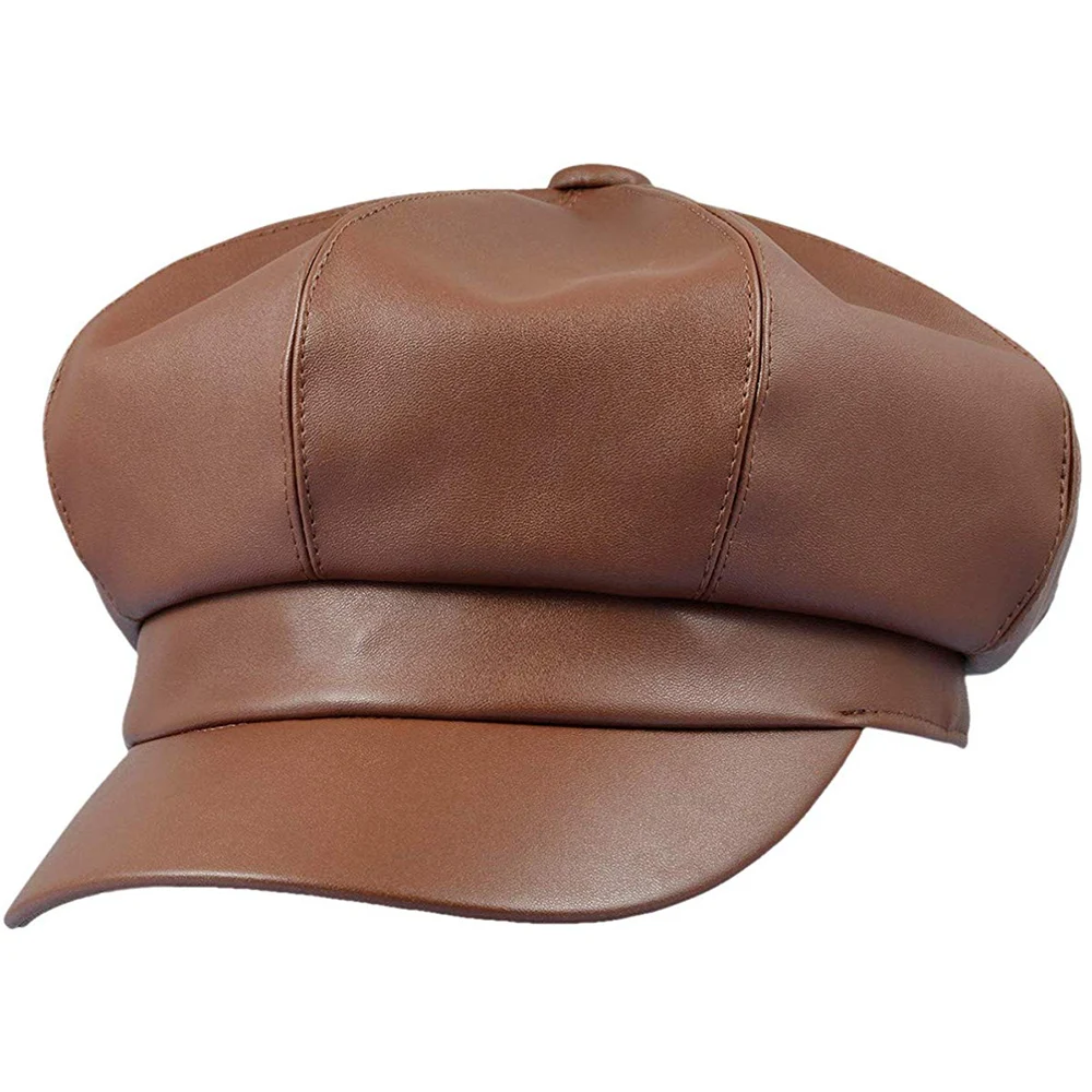 8 панелей Newsboy кепки s для женщин, из искусственной кожи таксиста художника шляпа Гэтсби плюща берет Кепка