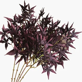 

Topbeautybar Single Branch New Style Artificial Blackcurrant Purple Maple Leaf Silk Flower Home Shop Decoration Flower Material