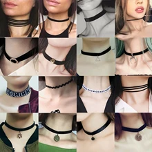 Бархатное кружевное винтажное ожерелье-чокер ручной работы для женщин, воротничок, украшения на шею, черные, богемные, тянущиеся, Инь Янь, шарм, готический, панк Бархатное кружевное винтажное ожерелье-чокер ручной работы для женщин, воротничок, украшения на шею, черные, богемные, тянущиеся, Инь Янь, шарм, готический, панк