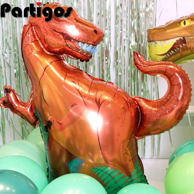 Вечерние воздушные шары из фольги динозавра с золотым ревом, латексные воздушные шары из белого и зеленого золота, динозавр Динозавр из джунглей