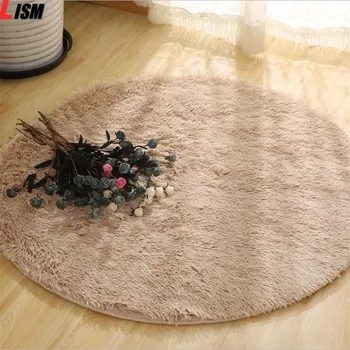 

Fluffy Round Rug Carpets Faux Fur Rugs Long Plush Rugs for Living Room Bedroom Computer Chair Upholstery Area Rug Shaggy Mats