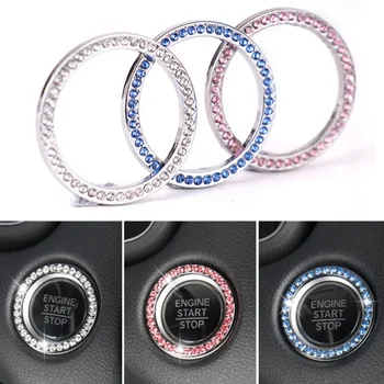 

Fashion Crystal Rhinestone Decor Car Engine Start Stop Key Ring for Renault Koleos Clio Scenic Megane Duster Sandero Captur