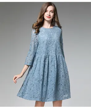 

Plus Size Women's Clothing Lace Dresses 2020 Summer High Quality Elegant Loose Dresses European American Streets Dresses