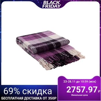 

Woolen plaid "Elf", 140x200 cm, white / lil / plum brine 2, wool 70%, polyester 30%