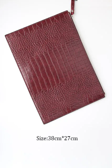 Alirattan New Python Leather Envelope Bag Women Daily Makeup Clutch Purse Soft Pouch Casual Wallet Hot Selling Banquet Clutch - Цвет: Croc Maroon(L)