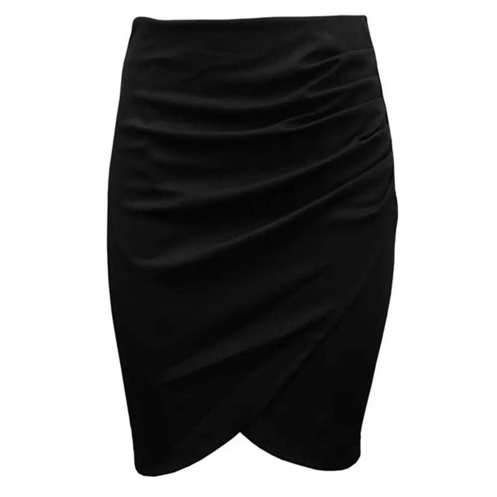 Women Skirt Mini Bodycon Skirt Office Women Slim Pencil Skirts Womens Solid Color Pleated Cross Bodycon for Party Office
