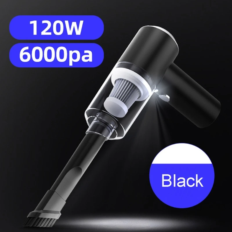 USB Rechargeable Cordless 6000Pa 120W Portable Handheld Powerful Wireless Car Vacuum Cleaner for SUV Truck Home Office Pet Hair
